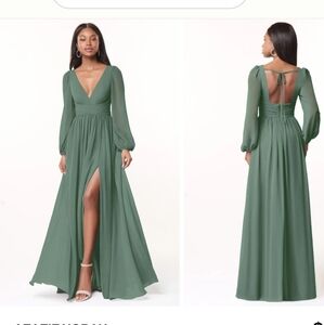 Azazie Sage Green Chiffon Gown